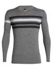 Icebreaker MENS 200 OASIS LS CREWE HERITAGE STRIPE (Gritstone HTHR)