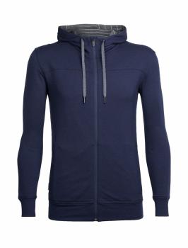 Icebreaker  MENS SHIFTER LS ZIP HOOD (Midnight Navy/Jet HTHR)