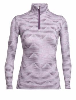 Icebreaker  WMNS OASIS LS HALF ZIP DIAMOND LINE  (Silk Hthr/Eggplant)